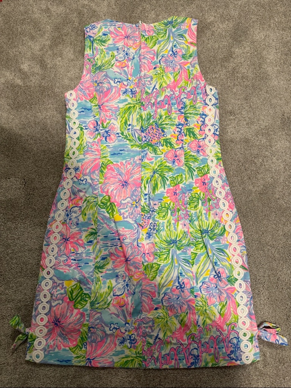 Lilly Pulitzer Vibrant Pink, Blue & Green Tropical Shift Dress - Picture 2 of 4
